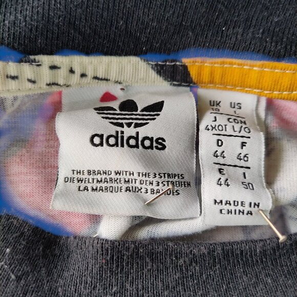 Adidas x FARM Rio Tropical Leaf Pineapple Print Tee Shirt Dress Trefoil Logo L - Picture 10 of 11